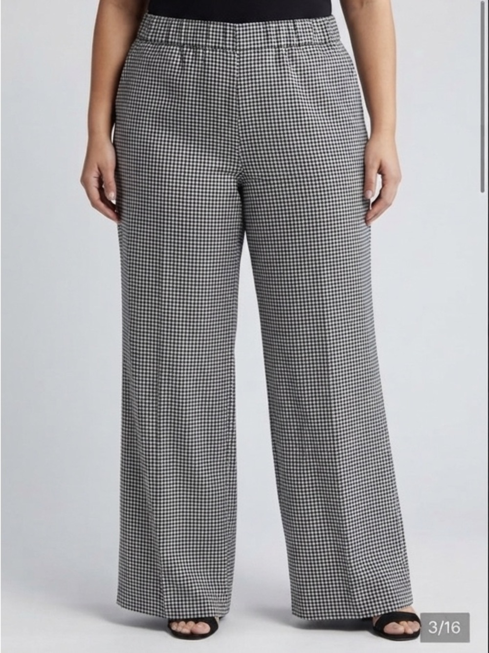 MICHEL STUDIO Black White Houndstooth Wide Leg Slacks Size 16